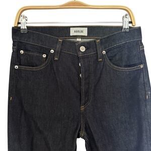 Agolde Black High Rise Jeans Straight Button Fly Denim Jeans Slit Ankles Size 29